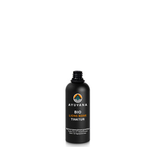 AYUVANA Bio Lions Mane Tinktur - offene Glasflasche mit Schraubverschluss