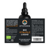 AYUVANA Bio Vitalpilz Liquid - Abbildung der Flasche mit vollständigem  Produkt- und Bio Label