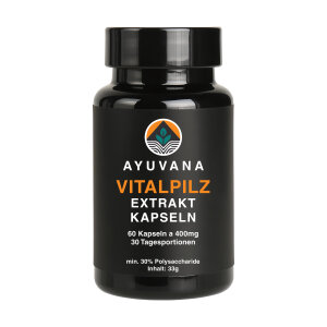 Vitalpilz-Mischung mit 60 Kapseln in schwarzer AYUVANA...